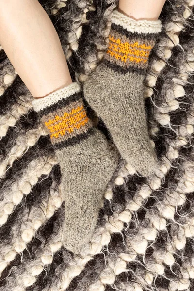 Warm Woolen Clothes Close Warm Socks — Stock Photo, Image
