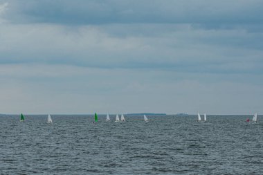 Volga Nehri 'nde çocuk yelkenli yarışı.