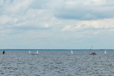 Volga Nehri 'nde çocuk yelkenli yarışı.