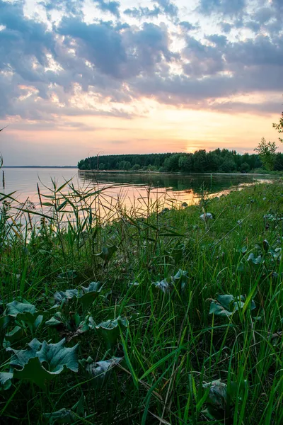 Meleg Nyári Naplemente Volga Folyón — Stock Fotó