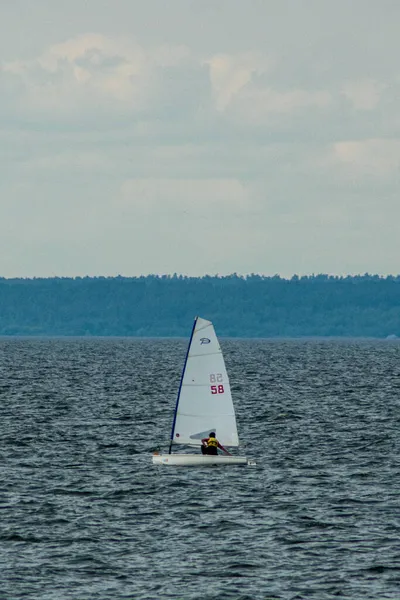 Children Sailing Regatta Volga River — Stock Photo, Image