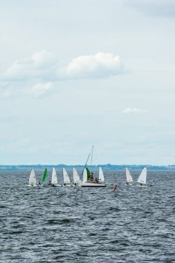 Volga Nehri 'nde çocuk yelkenli yarışı.