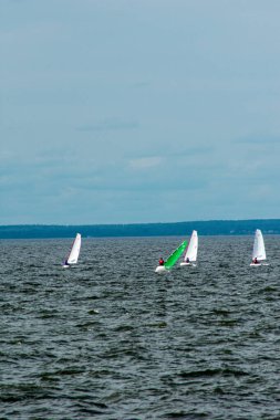 Volga Nehri 'nde çocuk yelkenli yarışı.