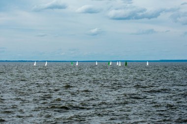 Volga Nehri 'nde çocuk yelkenli yarışı.
