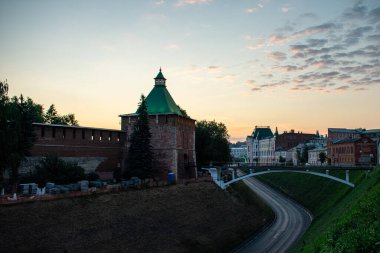 Şafak vakti Kremlin manzarası. Nizhny Novgorod