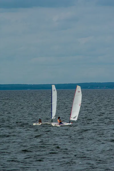 Children Sailing Regatta Volga River — Stock Photo, Image