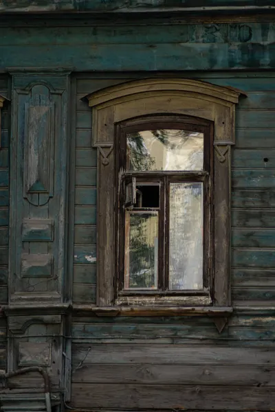 Fenster Einem Historischen Holzhaus — Stockfoto