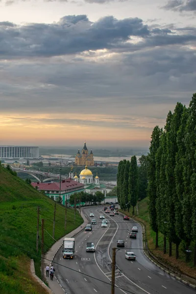 Panorama Nizhny Novgorod Atardecer — Foto de Stock