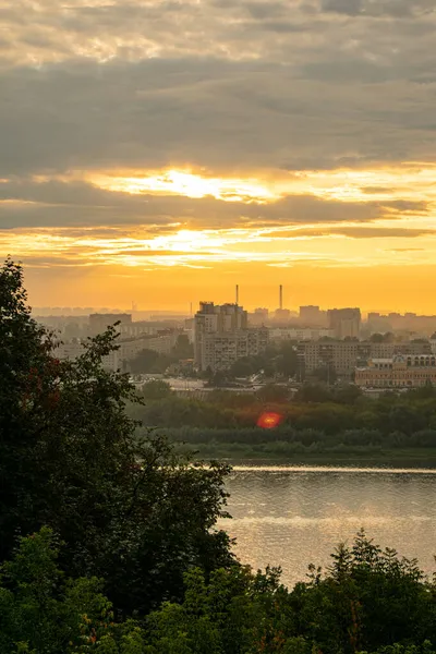 Panorama Nizhny Novgorod Pôr Sol — Fotografia de Stock