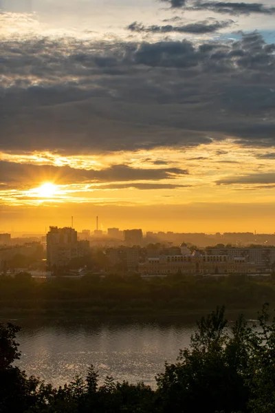 Πανόραμα Του Nizhny Novgorod Στο Ηλιοβασίλεμα — Φωτογραφία Αρχείου