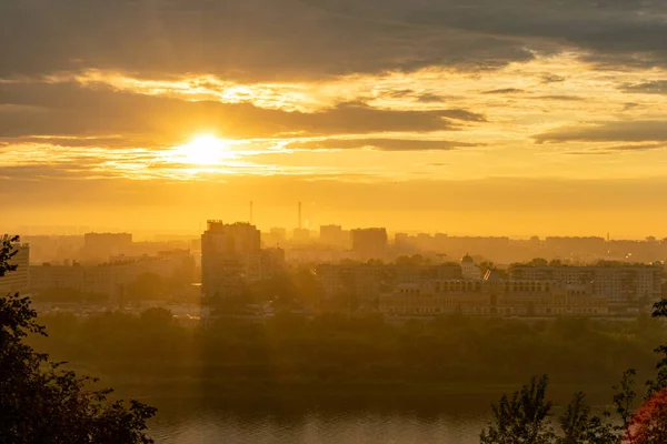 Panorama Nizhny Novgorod Pôr Sol — Fotografia de Stock