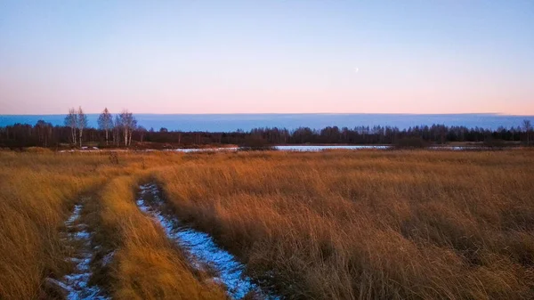 Vacker Solnedgång Fältet — Stockfoto