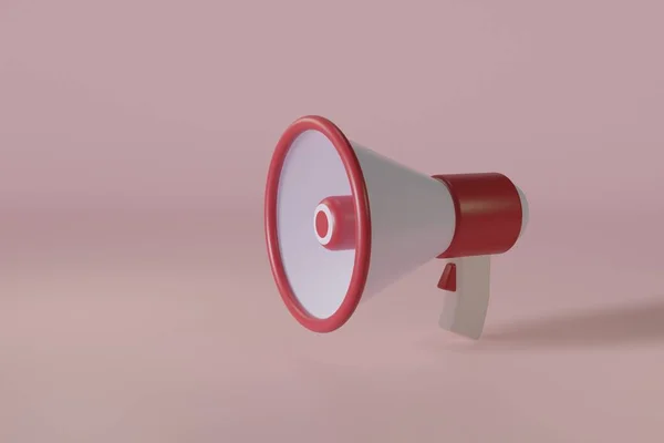 Червоний Мегафон Гучномовець Рожевому Фоні — стокове фото