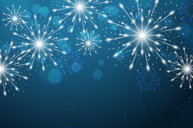 Dekoratif öge, baskı, poster tasarımı, web sitesi vs. için renkli havai fişekler yeni yıl arkaplanı.