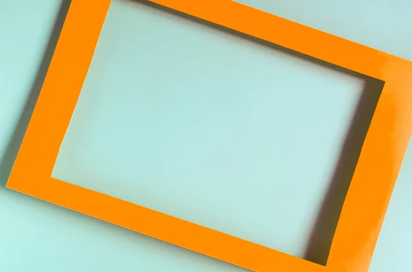 Oranžový Papírový Rám Barevném Pozadí Byt Jasně Oranžový Rám Světle — Stock fotografie