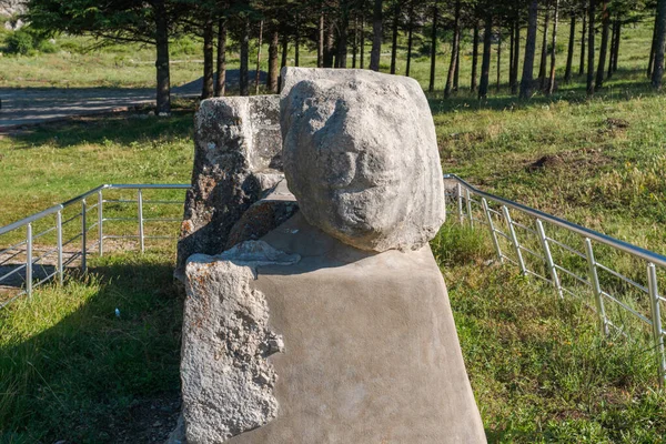 Die Skulptur Des Löwenkopfes Hattuscha Ist Eine Antike Stadt Der — Stockfoto