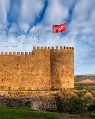 Vertical view of the wall of Diyarbakir (Diyarbakir surlari in Turkish) clipart