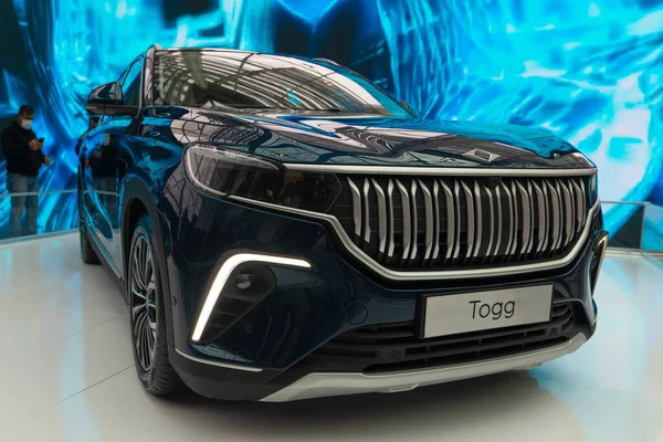 Ankara, Türkiye - 31 Mart: Ankara ECO İklim Zirvesinde TOGG arabası yeşil otomobil olarak kullanıldı. Türkiye Otomobil Girişim Grubu, kısaca TOGG, Türkiye merkezli otomobil üreticisi firma..