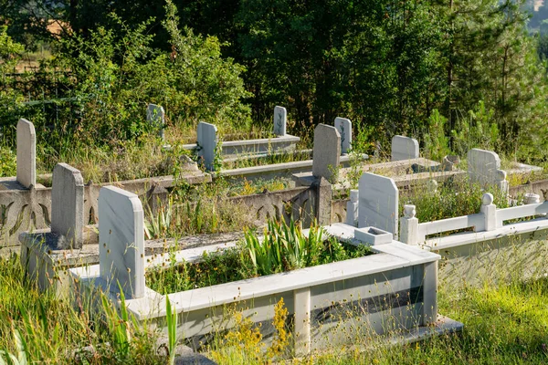 Land Moslim Begraafplaats Met Groene Planten Turkije — Stockfoto