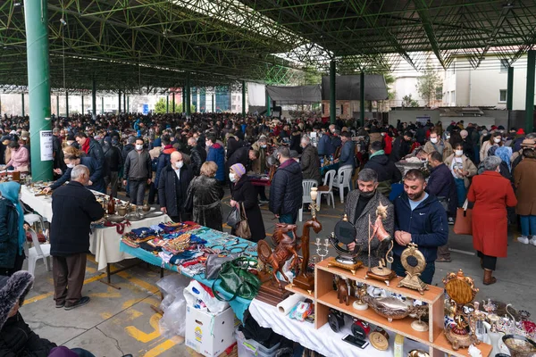 Ankara Turcja Grudnia 2021 Bardzo Zatłoczony Pchli Targ Podczas Pandemii — Zdjęcie stockowe