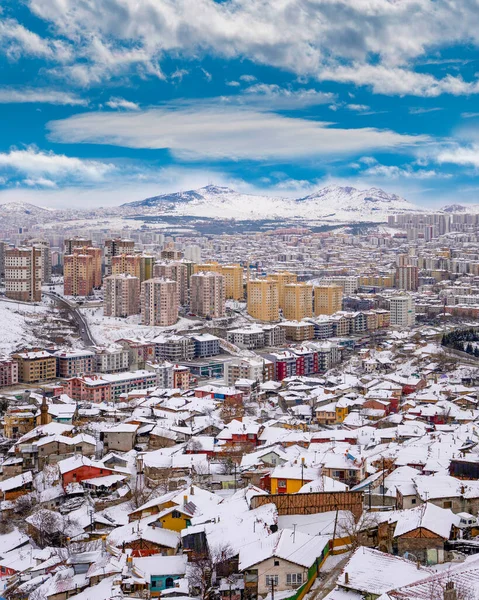 Panoramic Ankara view with shanty town from Ankara castle in winter time