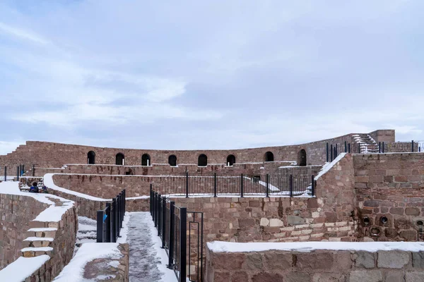 Ankara Castle is a popular tourist attraction in winter. Ankara, Turkey.