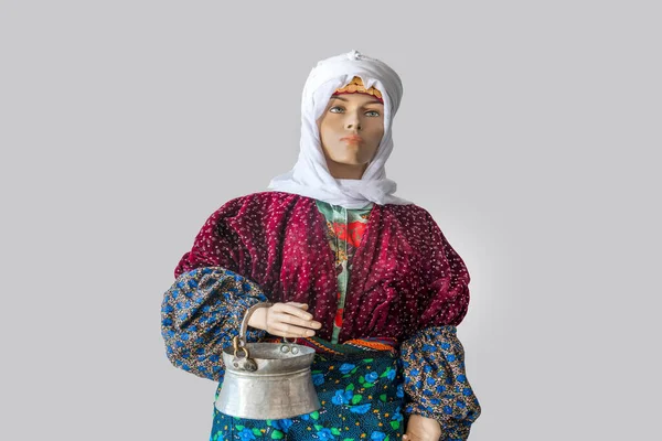 Tradiční Turecký Kostým Neživé Figuríně Měděným Kbelíkem Emirdag Turecko — Stock fotografie