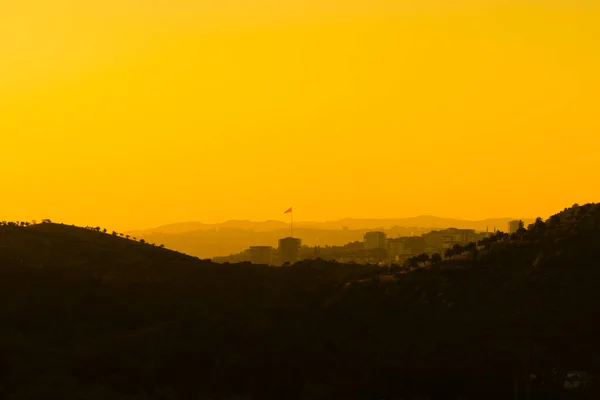 Silhouet Uitzicht Ankara Vanaf Imrahor Vallei Bij Zonsondergang — Stockfoto