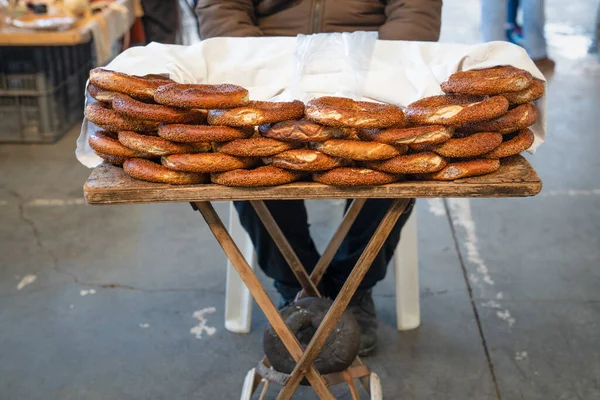 Sesame bagels at street market, Turkey.