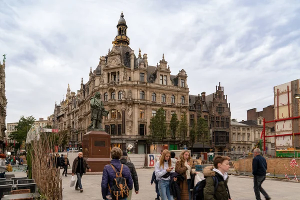 Antwerp Belgium October 2019 Main Shopping Street Antwerp Pedestrians — Stock Photo, Image