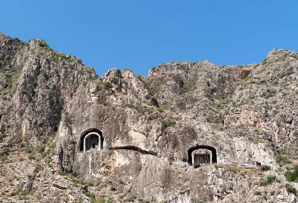 Tumbas Roca Kaya Mezarlari Turco Colina Ciudad Amasya Turquía —  Fotos de Stock