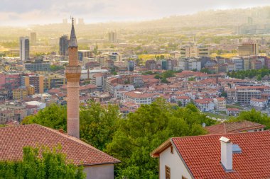 Ankara / Türkiye - Temmuz 06 2019: Ankara manzarası ve Ankara Kalesi 'nden Hacı Bayram manzarası