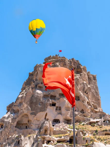 Selective Focus Uchisar Castle One Most Famous Landmark Turkey Turkish — Stock Photo, Image