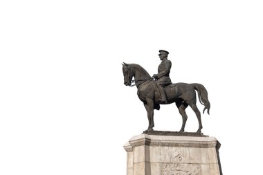 İzole edilmiş beyaz arka planda Atatürk heykeli, Ankara Türkiye