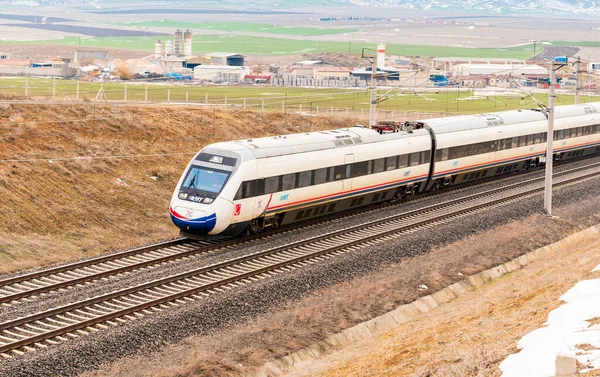 Polatli Ankara Turkiet Januari 2019 Höghastighetståg Tcdd Väg Till Ankara — Stockfoto