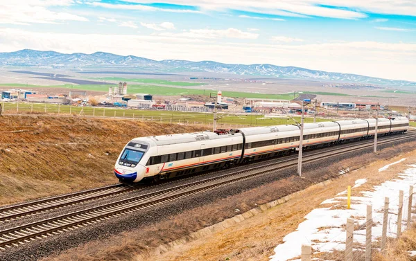 Polatli Ankara Turkiet Januari 2019 Höghastighetståg Tcdd Väg Till Ankara — Stockfoto