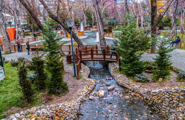 Ankara Turquía Enero 2019 Corriente Que Fluye Parque Kugulu Que — Foto de Stock