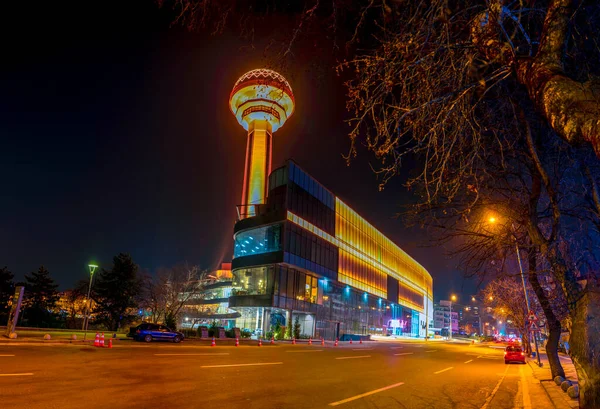 Torre Atakule Com Shopping Center Atakule Noite Longa Exposição — Fotografia de Stock