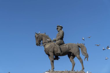 Ankara / Türkiye-29 Ekim 2018: Ulus Mahallesi Mustafa Kemal Atatürk Heykeli
