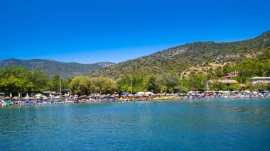 Datca / Türkiye - 18 Ağustos 2018: Mesudiye yakınlarındaki Hayitbuku Körfezi 'nden görüntü