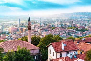 Ankara/Turkey - September 08 2018: Cityscape and Haci Bayram view from Ankara Castle clipart