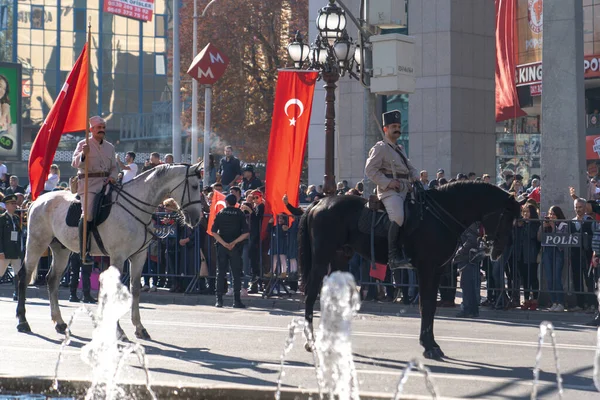 Ankara Turkije Oktober 2018 Turkse Gemount Troepen Met Vlag Oude — Stockfoto