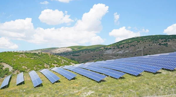 Solar Park Blue Cells Green Field Sivas Turkey — Stock Photo, Image