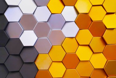 Duvarda bal peteği şekilli renkli seramik fayanslar