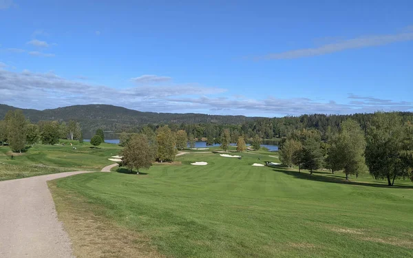 Oslo Norway September 2021 Green Golf Course Shores Lake Bogstad — Stock Photo, Image