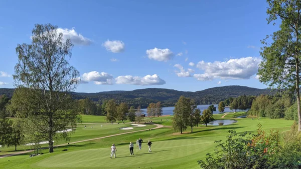 Oslo Norway September 2021 Green Golf Course Shores Lake Bogstad — Stock Photo, Image