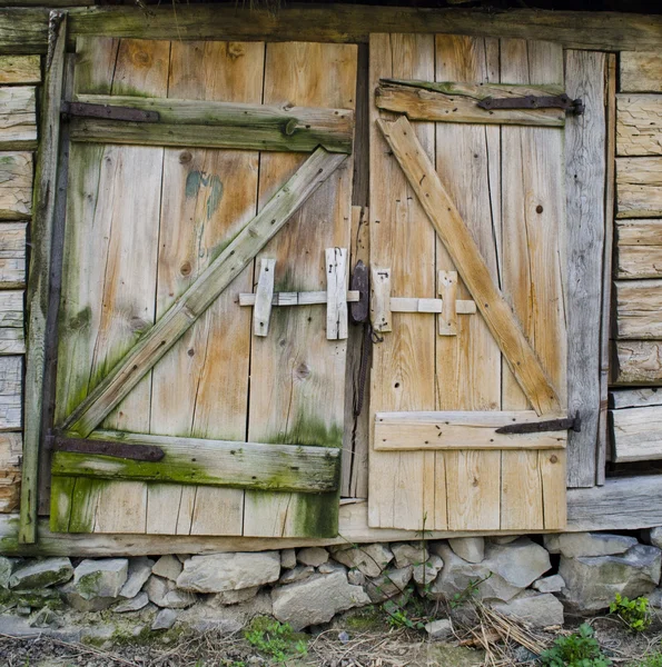 Eski, yosun kaplı eğrileri kapı — Stok fotoğraf
