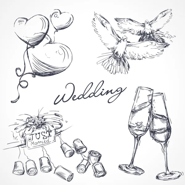 Düğün tasarım öğeleri — Stok Vektör