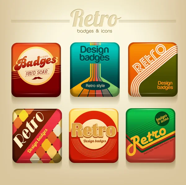 Vector retro badges set — Stock Vector