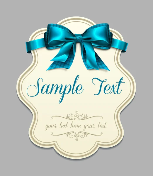 Vintage label with a blue bow — Stock Vector